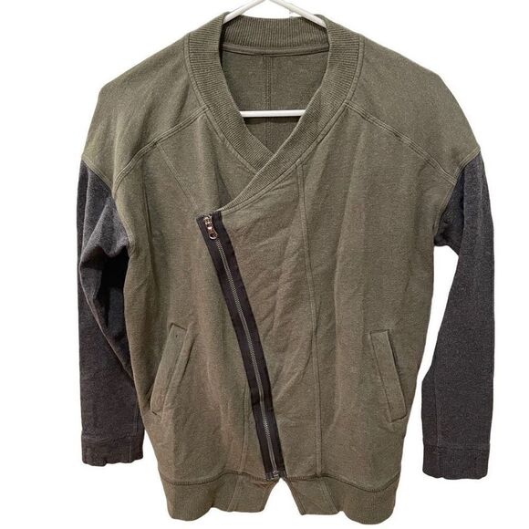 Lululemon Jacket Womens 4 Mula Bundle Wrap Olive Green Heather Gray Oversized - Picture 1 of 9